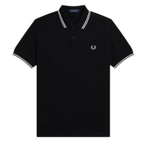 Fred Perry Slim Fit Twin Tipped Polo Black / Ecru / Limestone