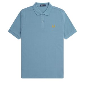 Fred Perry Slim Fit Plain Polo Ash Blue / Golden Hour
