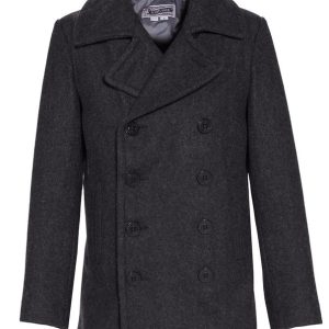 Schott NYC Slim Fit Peacoat Made In USA Grey