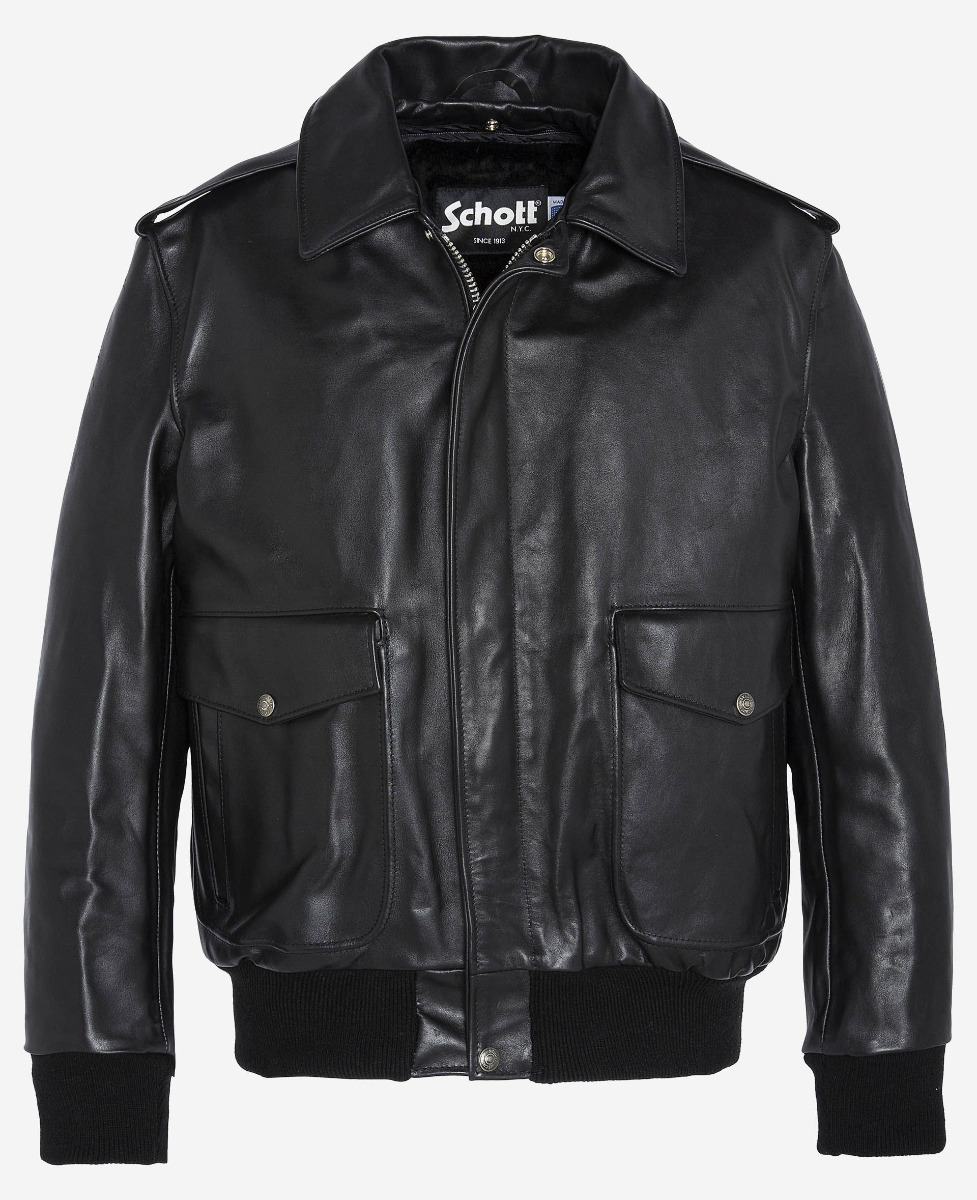 Schott NYC Iconic A-2 Flight Jacket Made In USA Black UK