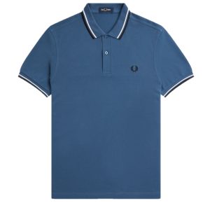 Fred Perry Slim Fit Twin Tipped Polo Midnight Blue / Snow White / Black