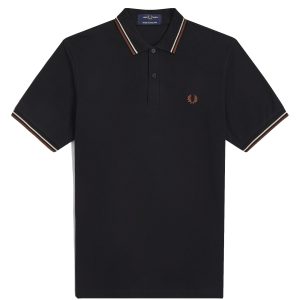 Fred Perry Reissues Original Twin Tipped Polo Black / Oatmeal / Whisky Brown