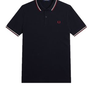 Fred Perry Slim Fit Twin Tipped Polo Navy / Snow White / Burnt Red