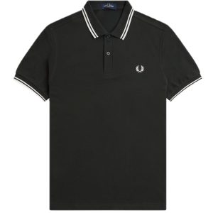 Fred Perry Slim Fit Twin Tipped Polo Night Green / Snow White / Snow White