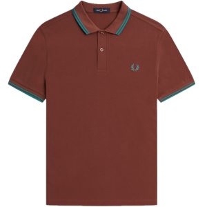 Fred Perry Slim Fit Twin Tipped Polo Whisky Brown / Deep Mint / Deep Mint