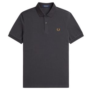 Fred Perry Slim Fit Plain Polo Anchor Grey / Dark Caramel