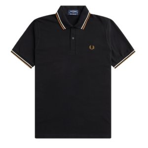 Fred Perry Reissues Original Twin Tipped Polo Black / Oatmeal / Dark Caramel
