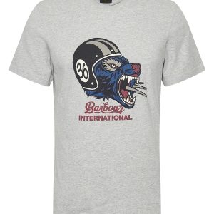 Barbour International Socket Graphic T-Shirt Grey Marl