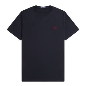 Fred Perry Crew Neck T-Shirt Navy / Burnt Red