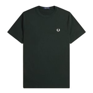 Fred Perry Crew Neck T-Shirt Night Green / Snow White