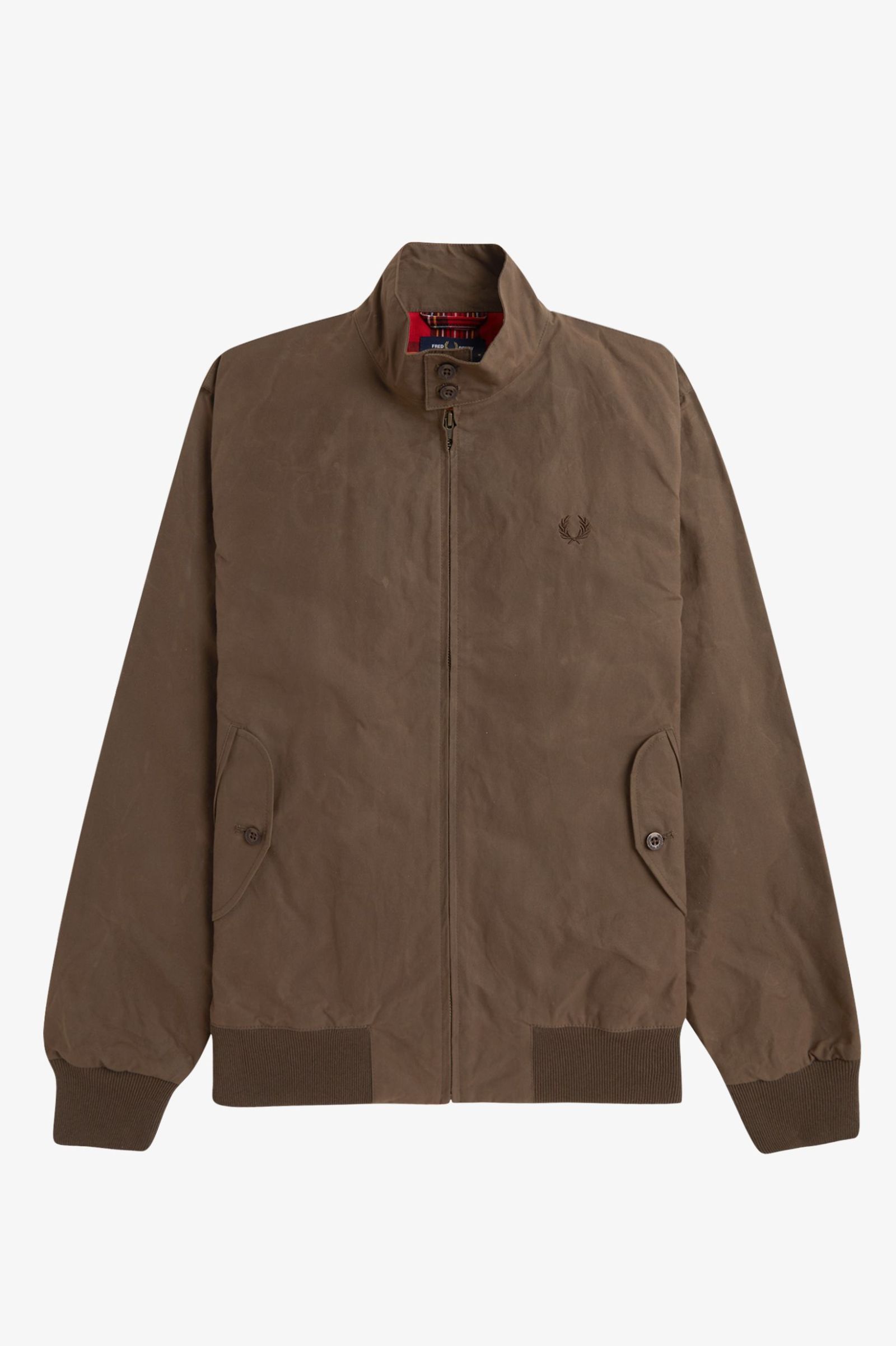 Fred Perry Made In England Waxed Harrington Jacket Brown - Picture 3 of 4