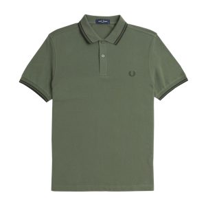 Fred Perry Slim Fit Twin Tipped Polo Laurel Wreath Green / Night Green / Night Green