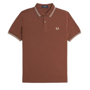 Fred Perry Slim Fit Twin Tipped Polo Whisky Brown / Porridge Marl / Porridge Marl