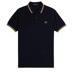 Fred Perry Slim Fit Twin Tipped Polo Navy / Ecru / Honeycomb