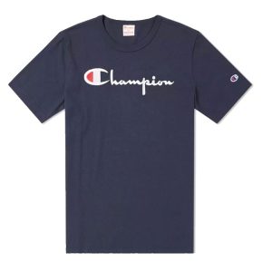 Champion Reverse Weave Script Logo T-Shirt Navy