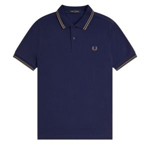 Fred Perry Slim Fit Twin Tipped Polo French Navy / Olive Mint / Olive Mint