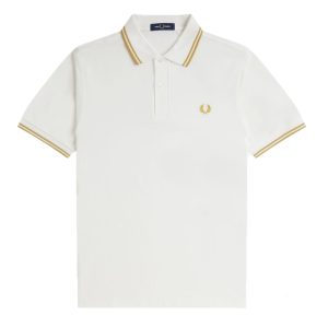 Fred Perry Slim Fit Twin Tipped Polo Snow White / Honeycomb / Honeycomb