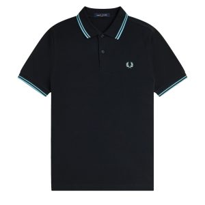 Fred Perry Slim Fit Twin Tipped Polo Navy / Mint Blue / Mint Blue