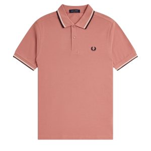 Fred Perry Slim Fit Twin Tipped Polo Putty Pink / Ecru / Navy