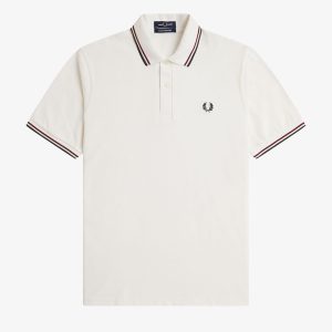 Fred Perry Reissues Original Twin Tipped Polo White / Burnt Red / Court Green
