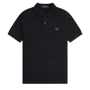 Fred Perry Slim Fit Plain Polo Black / Whisky Brown