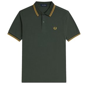 Fred Perry Slim Fit Twin Tipped Polo Court Green / Honeycomb / Honeycomb