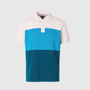 Woolrich Color Block Stripe Polo Shirt Pink Mist