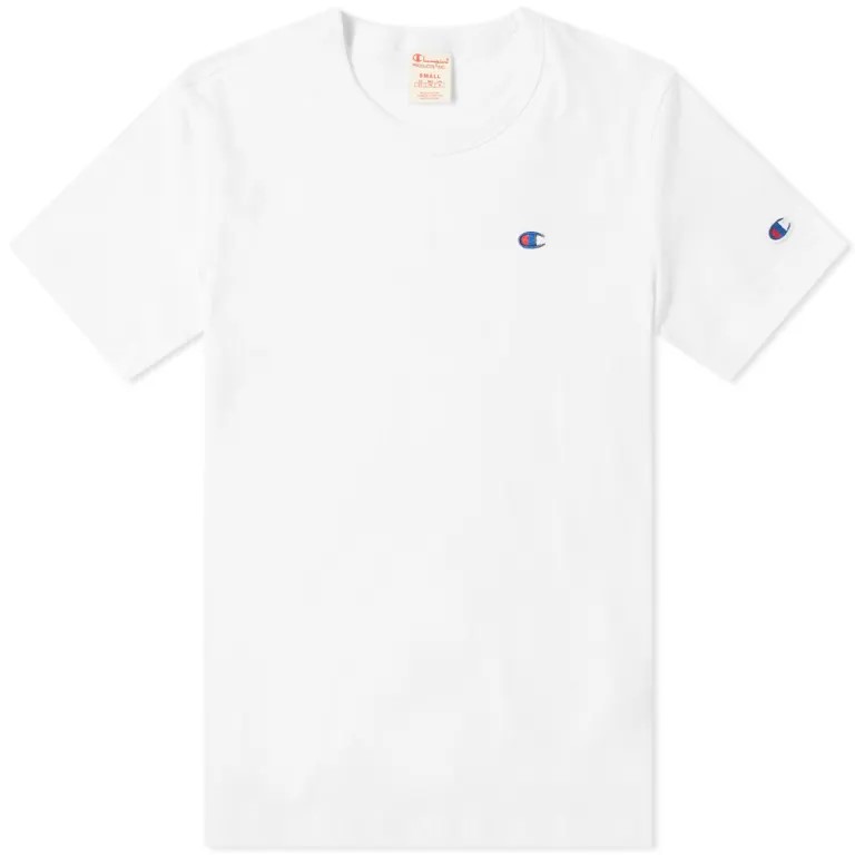Champion Reverse Weave Rear Script Logo T-Shirt White