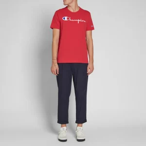 Champion Reverse Weave Script Logo T-Shirt Pink Red - Imagen 2