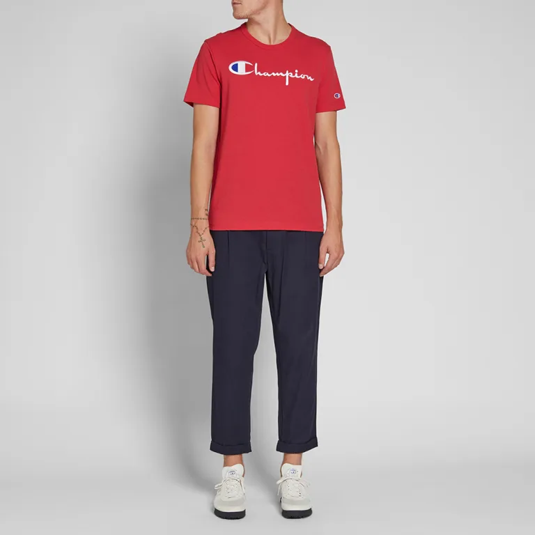 Champion Reverse Weave Script Logo T-Shirt Pink Red - Imagen 2