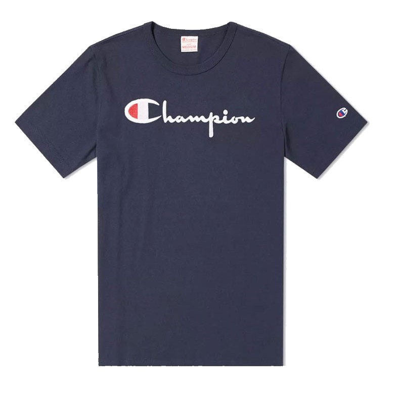 Champion Reverse Weave Script Logo T-Shirt Navy