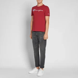 Champion Reverse Weave Script Logo T-Shirt Red - Imagen 2