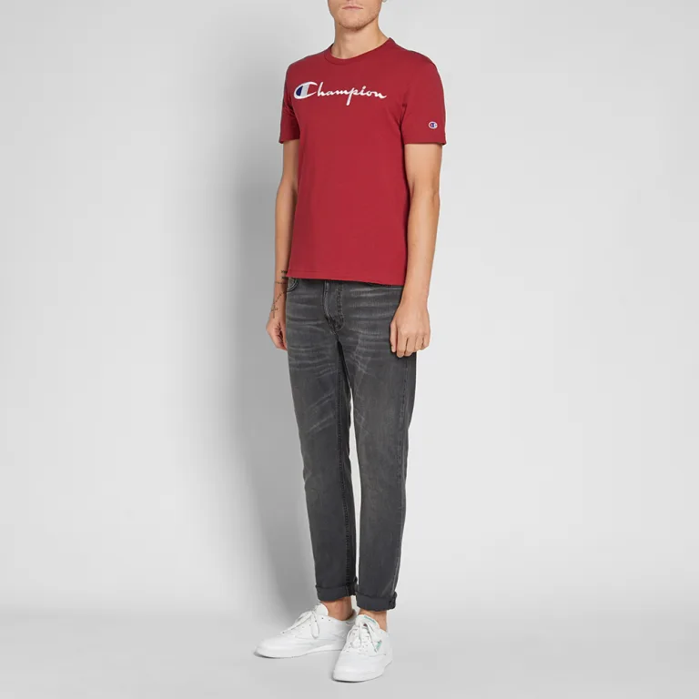Champion Reverse Weave Script Logo T-Shirt Red - Imagen 2