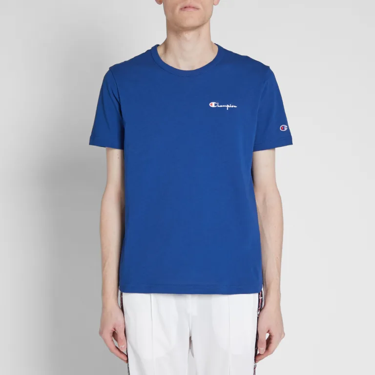 Champion Reverse Weave Small Script Logo T-Shirt Blue - Imagen 2