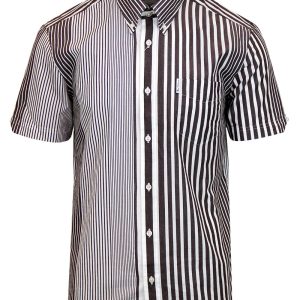 BEN SHERMAN Riley Pinstripe 1970's Archive Shirt Chocolate