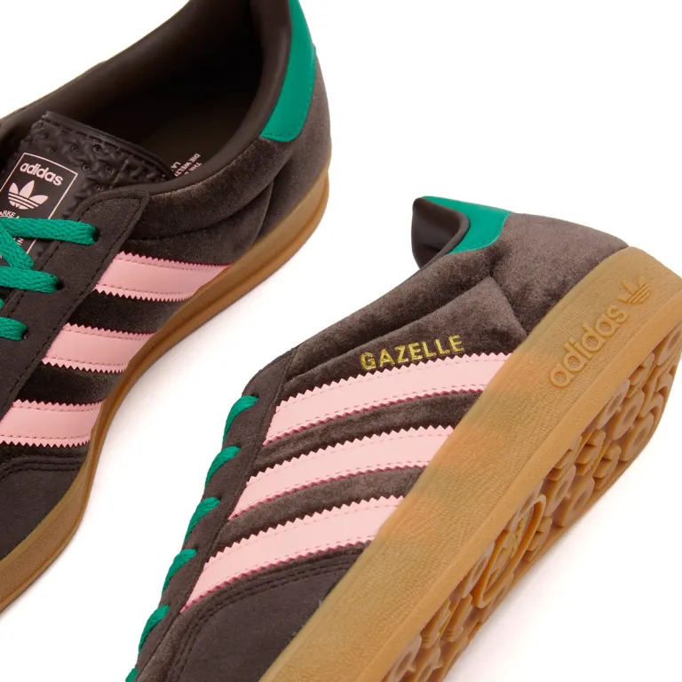 Adidas Gazelle Indoor Woman JI2714 Dark Brown / Glow Pink / Court Green - Imagen 3