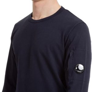 C.P. Company Sweatshirts Crew Neck Light Fleece Total Eclipse Navy - Imagen 2
