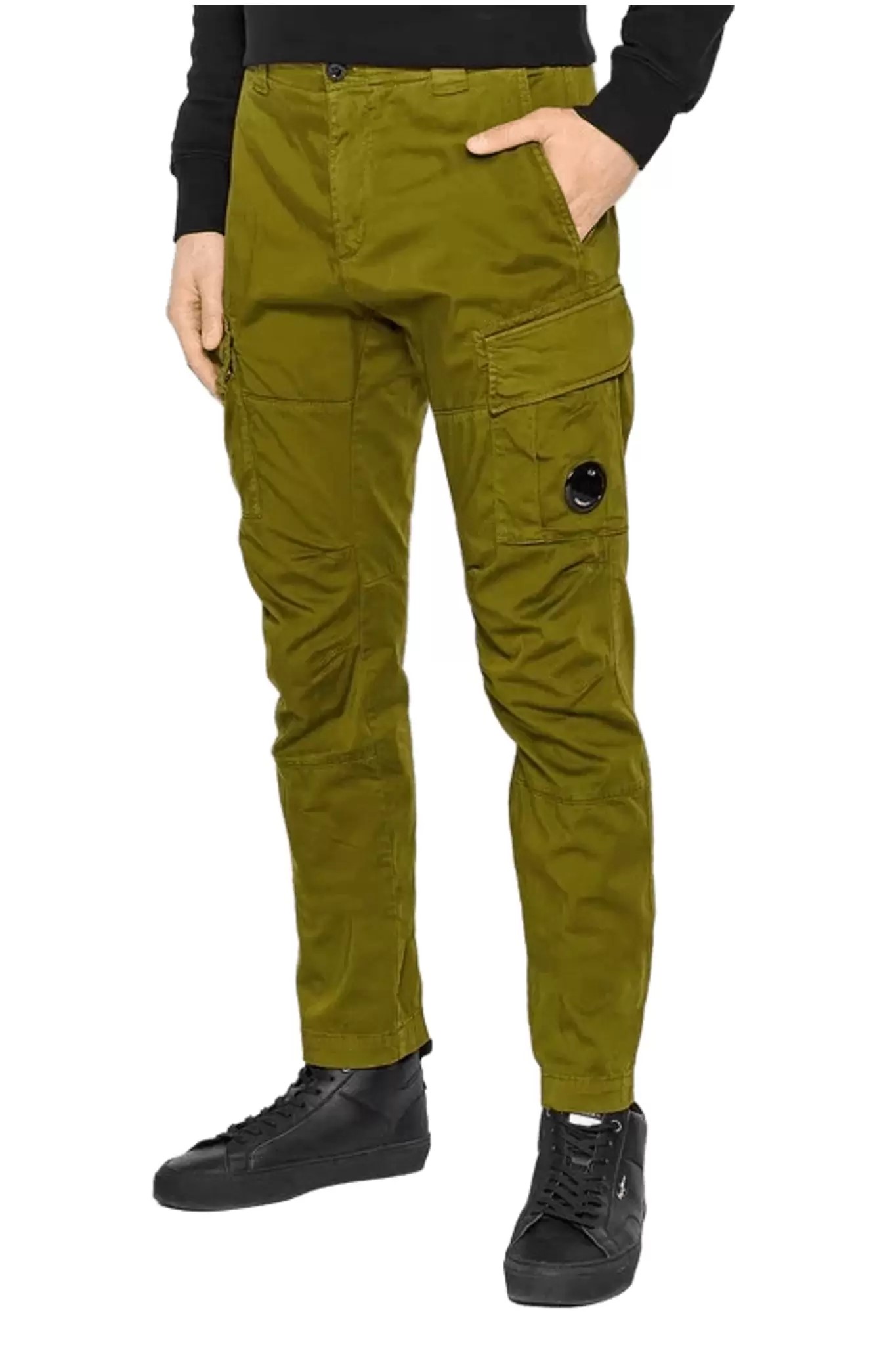 C.P. Company Stretch Sateen Lens Cargo Pants Green 698 - Imagen 3
