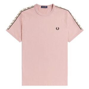 Fred Perry Taped Ringer T-Shirt Dusty Rose Pink / Black