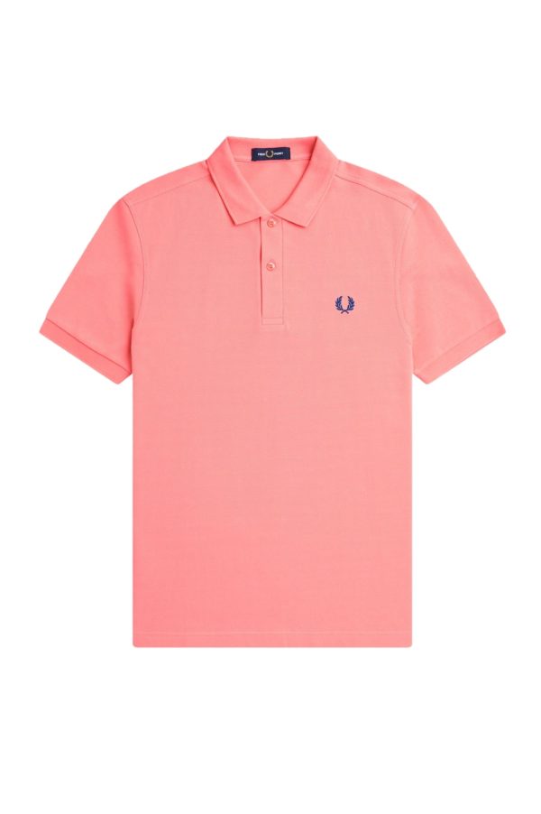 Fred Perry Slim Fit Plain Polo Coral Heat / Shaded Cobalt