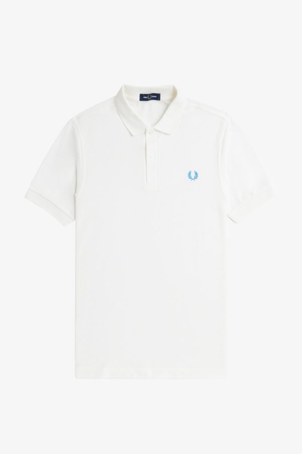 Fred Perry Slim Fit Plain Polo Snow White / Ocean