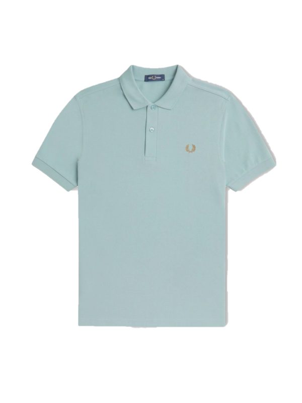 Fred Perry Slim Fit Plain Polo Silver Blue / Dark Caramel