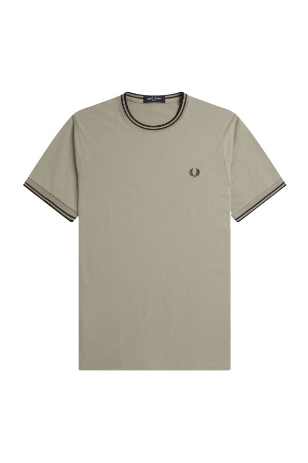 Fred Perry Twin Tipped T-Shirt Warm Grey / Carrington Brick
