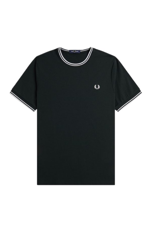 Fred Perry Twin Tipped T-Shirt Night Green / Snow White