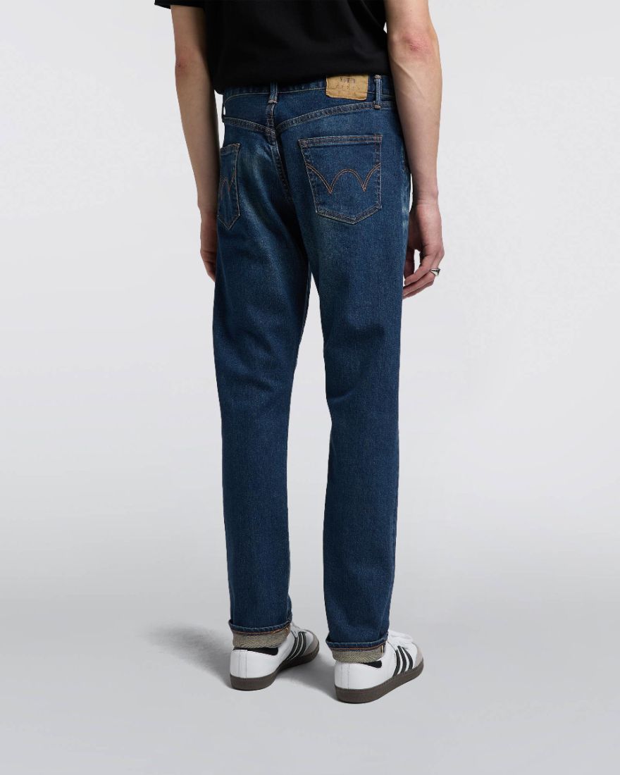 Edwin Slim Tapered Jeans L32 Blue Mid Dark Used - Imagen 3