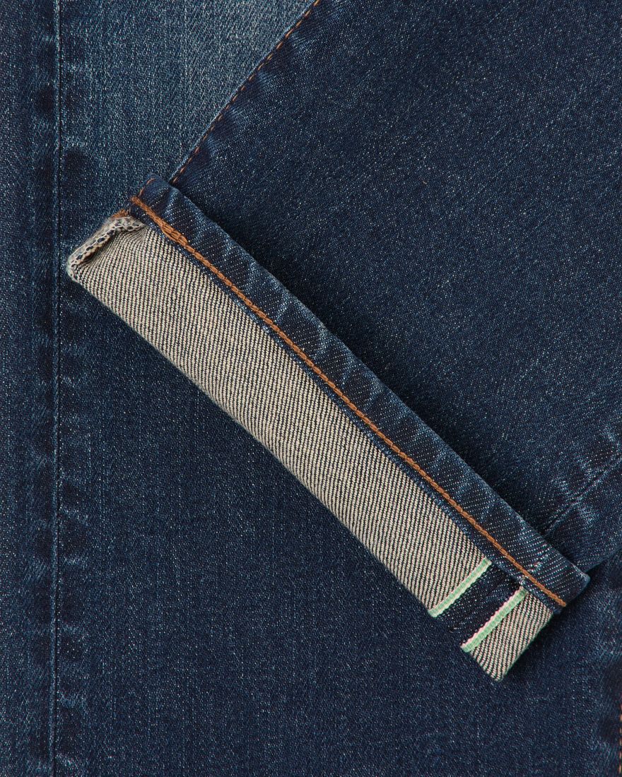 Edwin Slim Tapered Jeans L32 Blue Mid Dark Used - Imagen 5