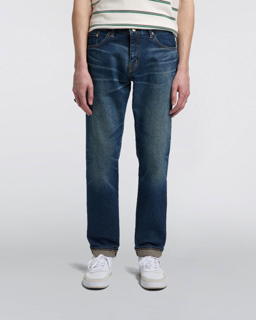 Edwin Regular Tapered Jeans L32 Blue Mid Dark Used - Imagen 2