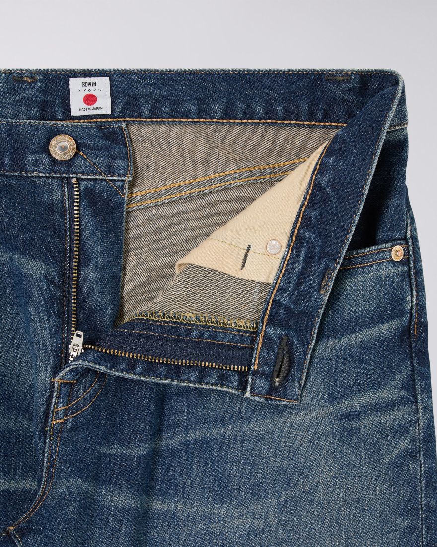 Edwin Regular Tapered Jeans L32 Blue Mid Dark Used - Imagen 4