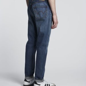 Edwin Slim Tapered Jeans L32 Blue Dark Used Made in Japan - Imagen 3