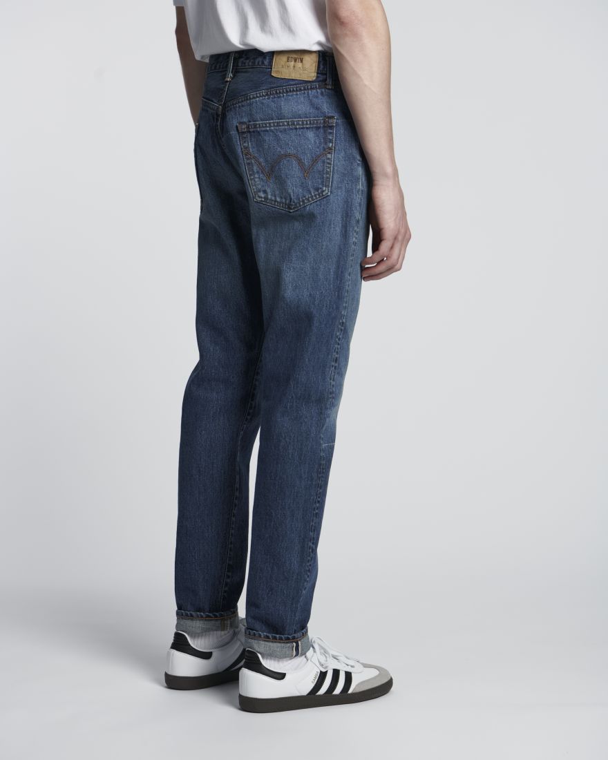 Edwin Slim Tapered Jeans L32 Blue Dark Used Made in Japan - Imagen 3